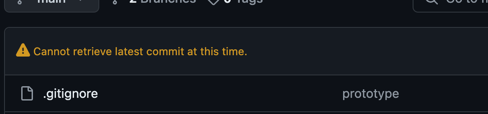 A screenshot showing GitHub commits unable to load
