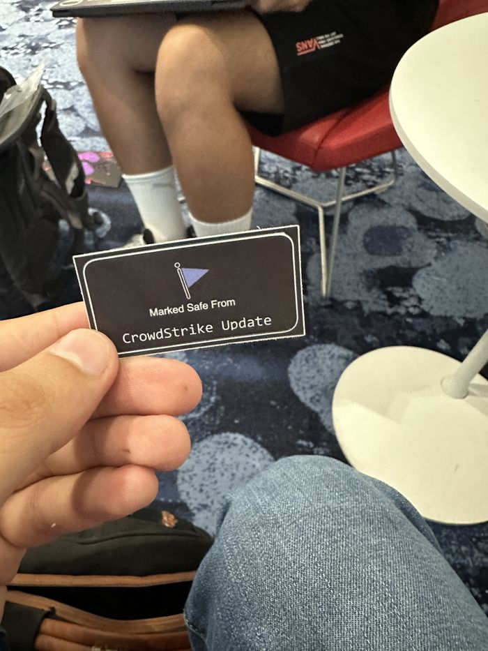 A Crowdstrike sticker