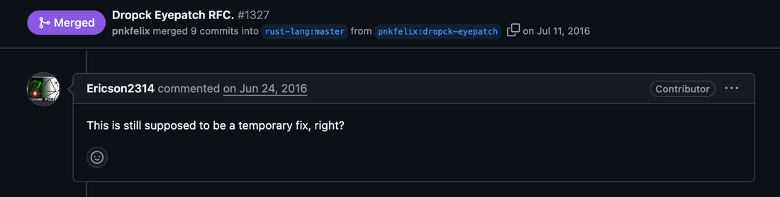 A contributor commenting how this RFC was supposed to be a temporary fix