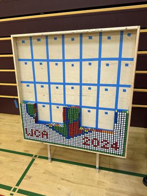 The Rubik's Cube mural half-built