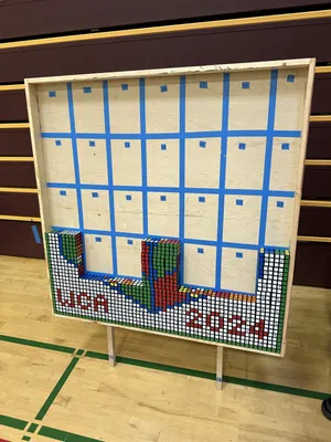 The Rubik's cube mural half-built