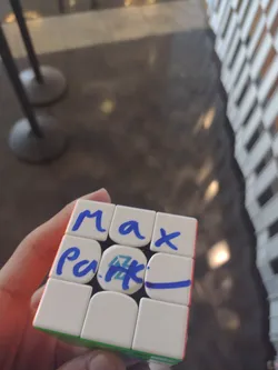 A cube with Max Park's autograph